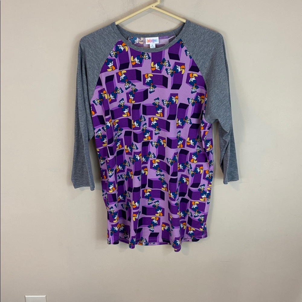 LuLaRoe Disney Donald Duck Randy Raglan Sleeve Top Size XL